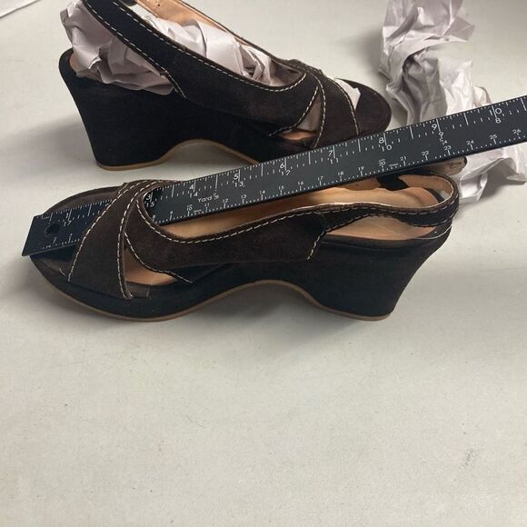 SUNDANCE Women’s Peep Toe Platform Wedge Sandal Suede Size 6.5/37 - Picture 6 of 10